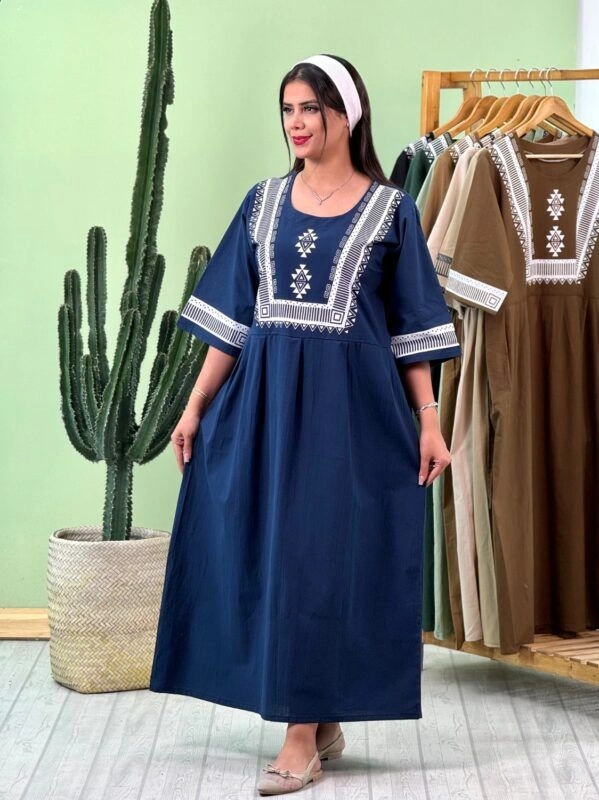 پیراهن کفتان لینن چاپی